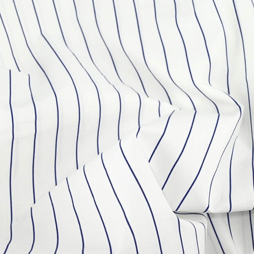 Organic Percale Navy Stripe Fabric Swatch