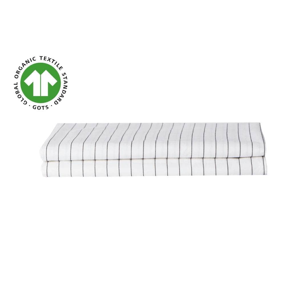 Two Organic Percale Pilowcases in Charocal Stripe