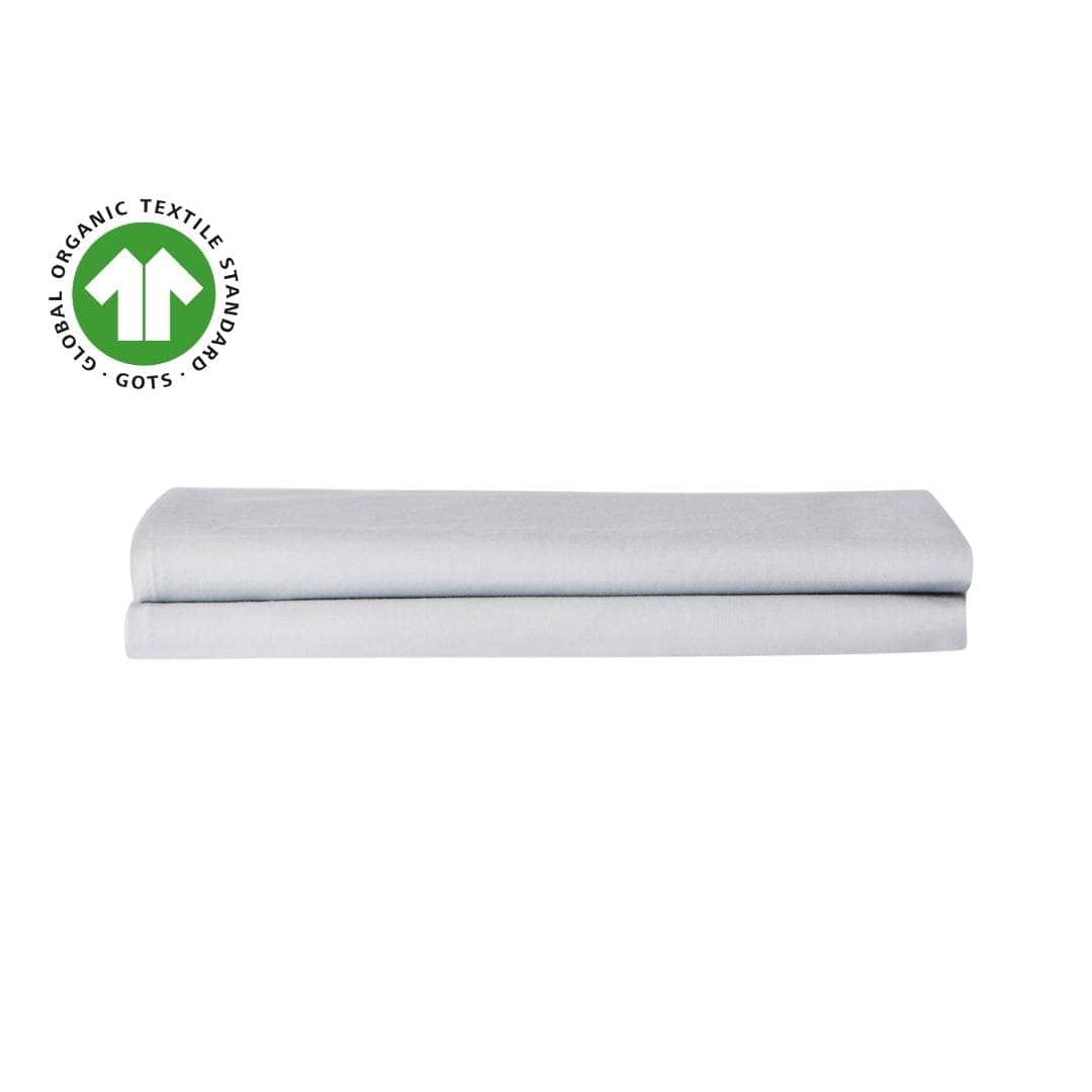 Two Organic Percale Light Grey Pillowcases