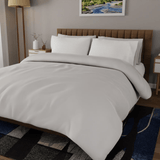 Bed with Organic Percale in Light Grey