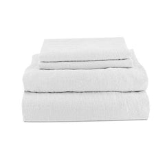 folded linen set in white 2 pillowcases 1 fitted sheet 1 loose sheet