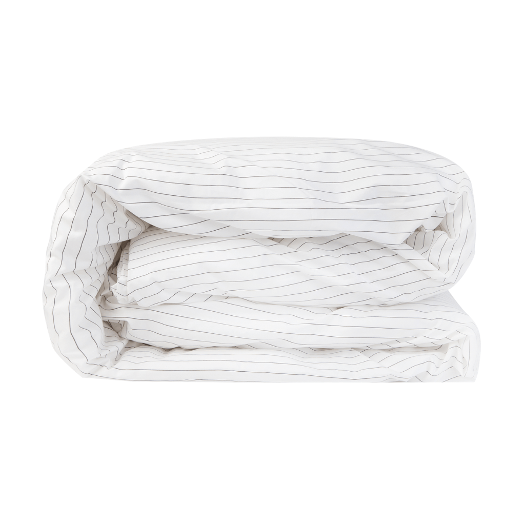 Essential Collection 100% Cotton Percale Duvet Cover in Charcoal Stripe