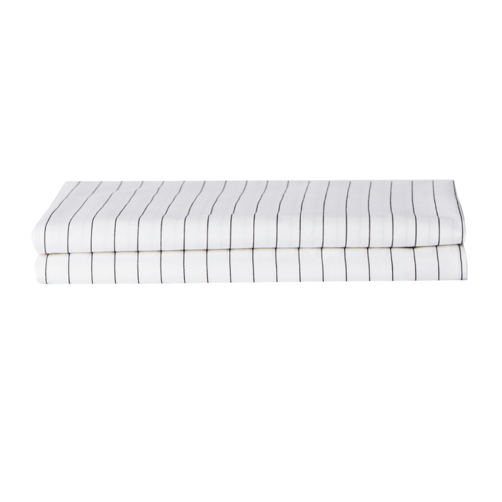 Essential Collection Percale Pillowcases in Charcoal Stripe