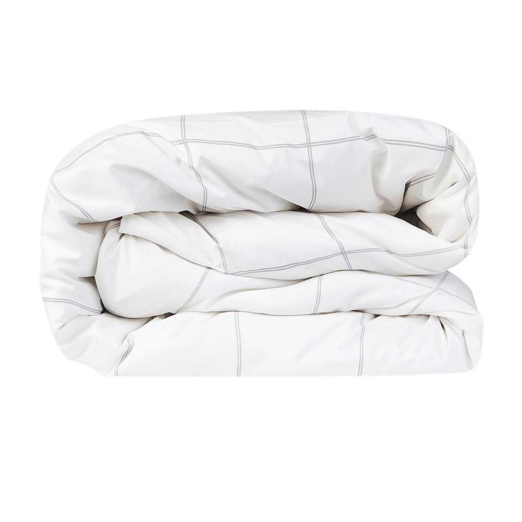Percale Duvet Cover White Grey