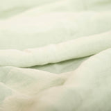 Close up of seafoam linen duvet cover
