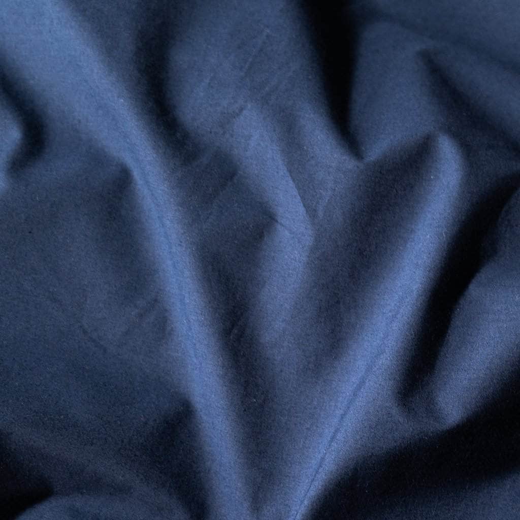 Close Up of Organic Percale Pillowcases in Navy