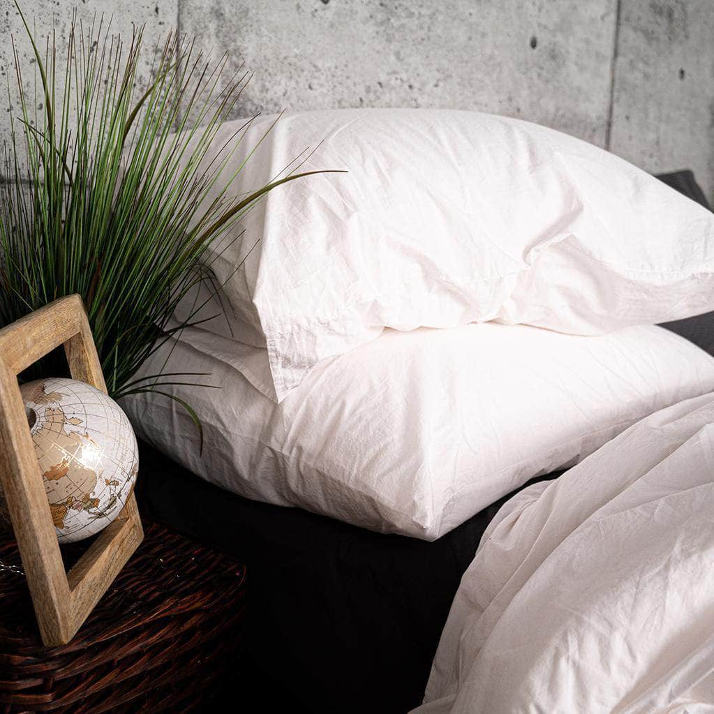 Washed Percale Duvet Cover | Coconut Cream | Skylark+Owl Linen Co.