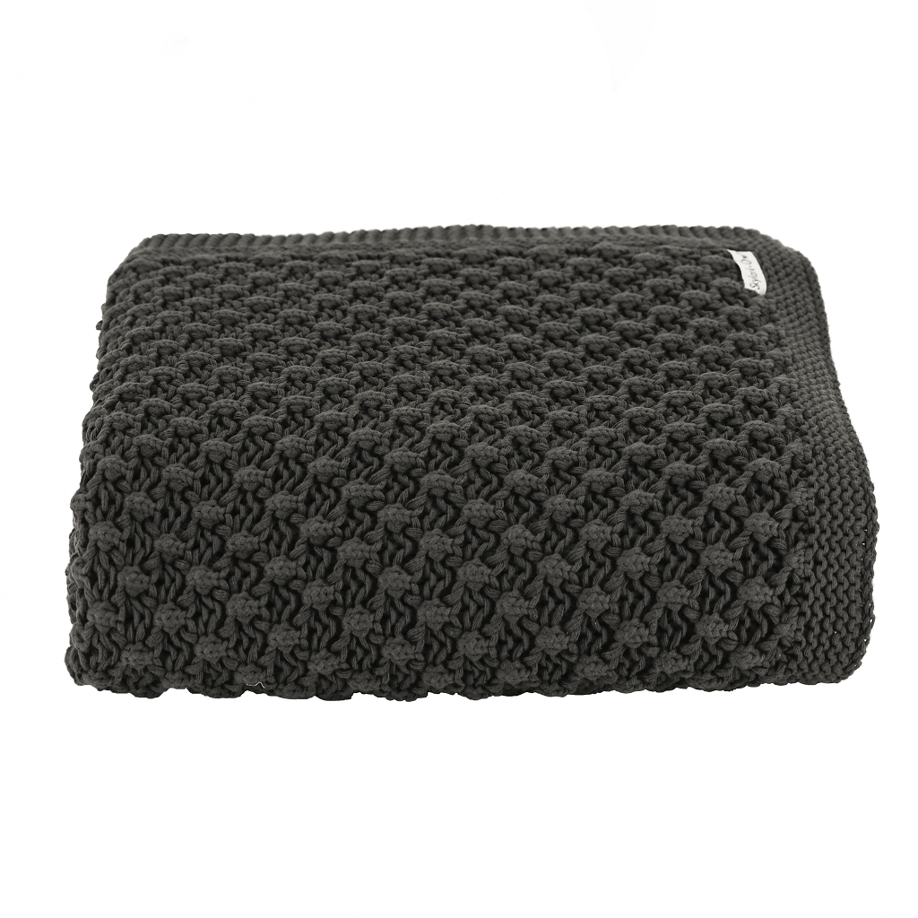 Popcorn Knit Throw Blanket | Charcoal | Skylark+Owl Linen Co.