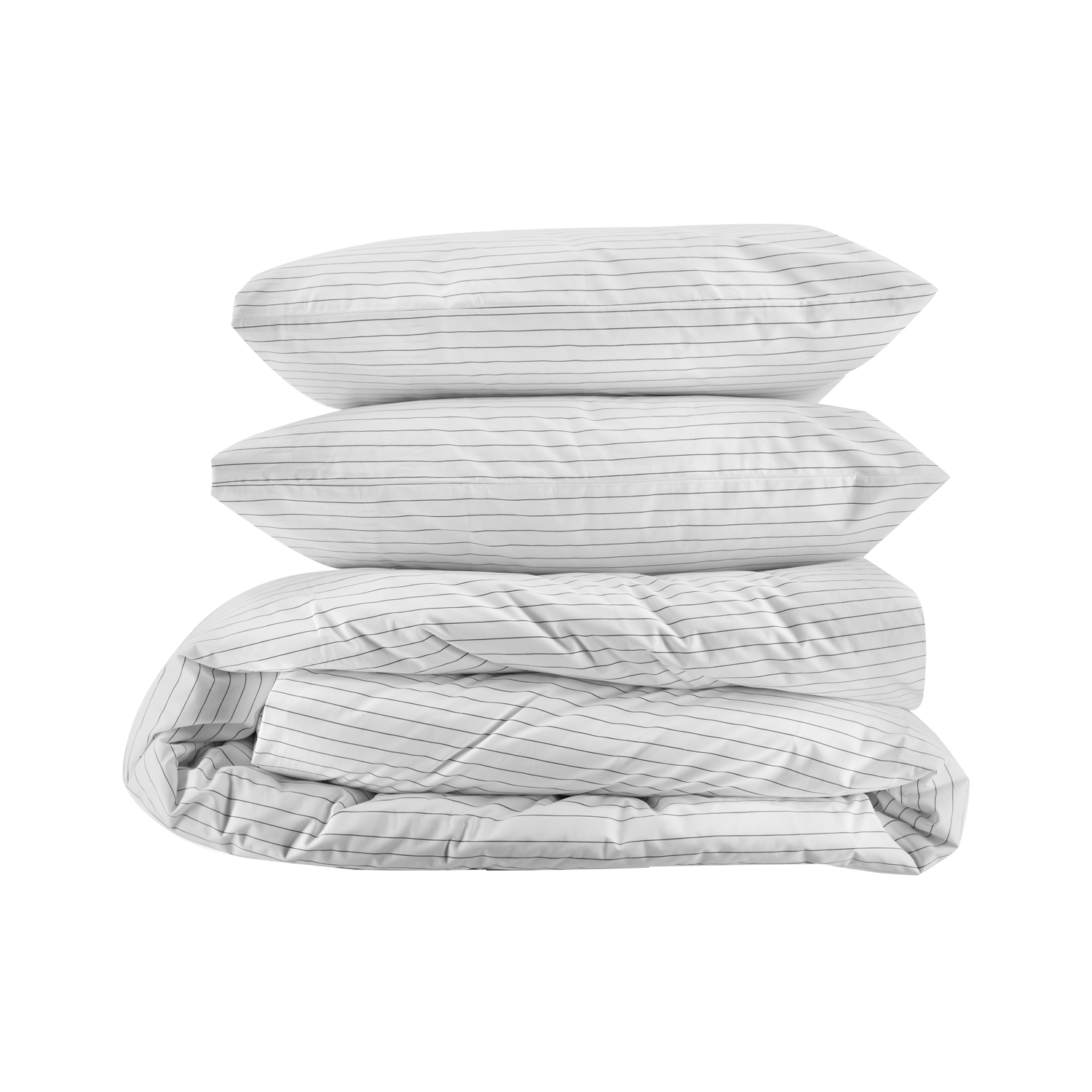 Charcoal Stripe Essential Collection Percale Duvet Cover and Pillowcase Set