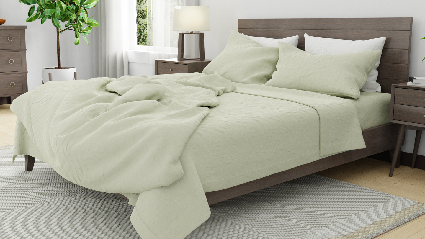 Seafoam green Linen sheets and duvet cover