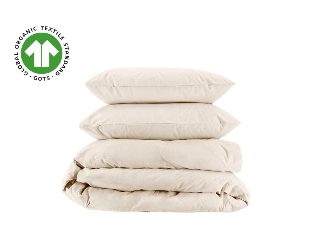 Dune organic percale duvet cover and pillowcases, folded