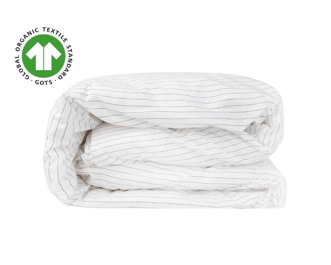 Folded Charcoal Stripe organic percale duvet cover