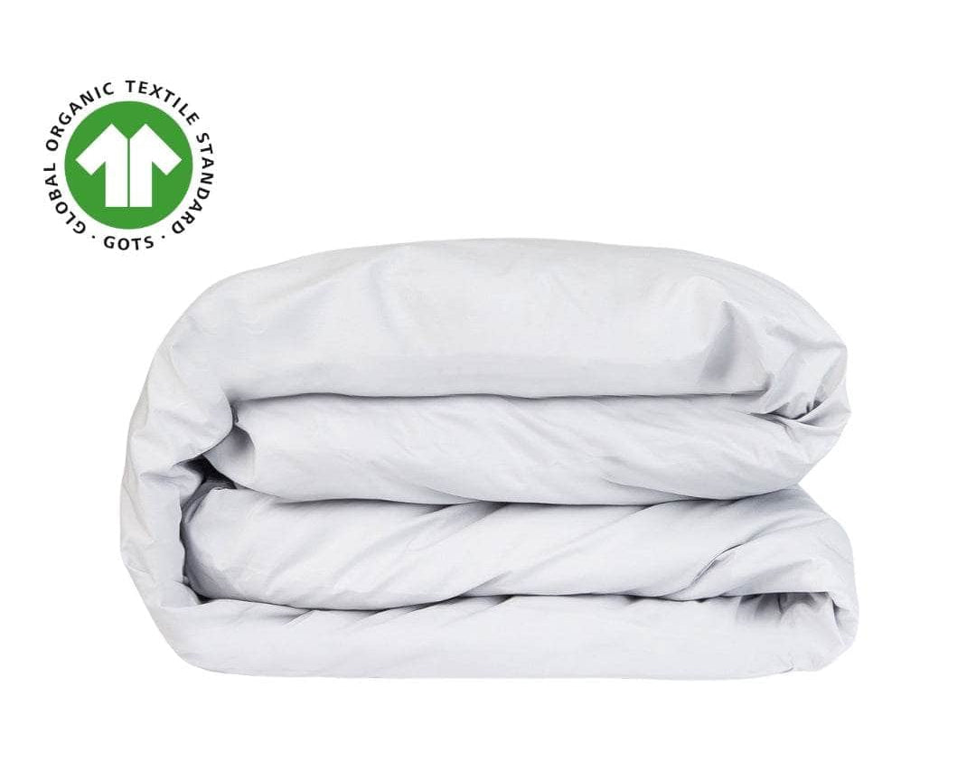 Folded Light Grey organic percale duvet cover