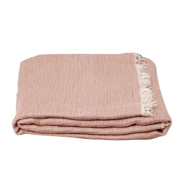 Pink linen throw sale