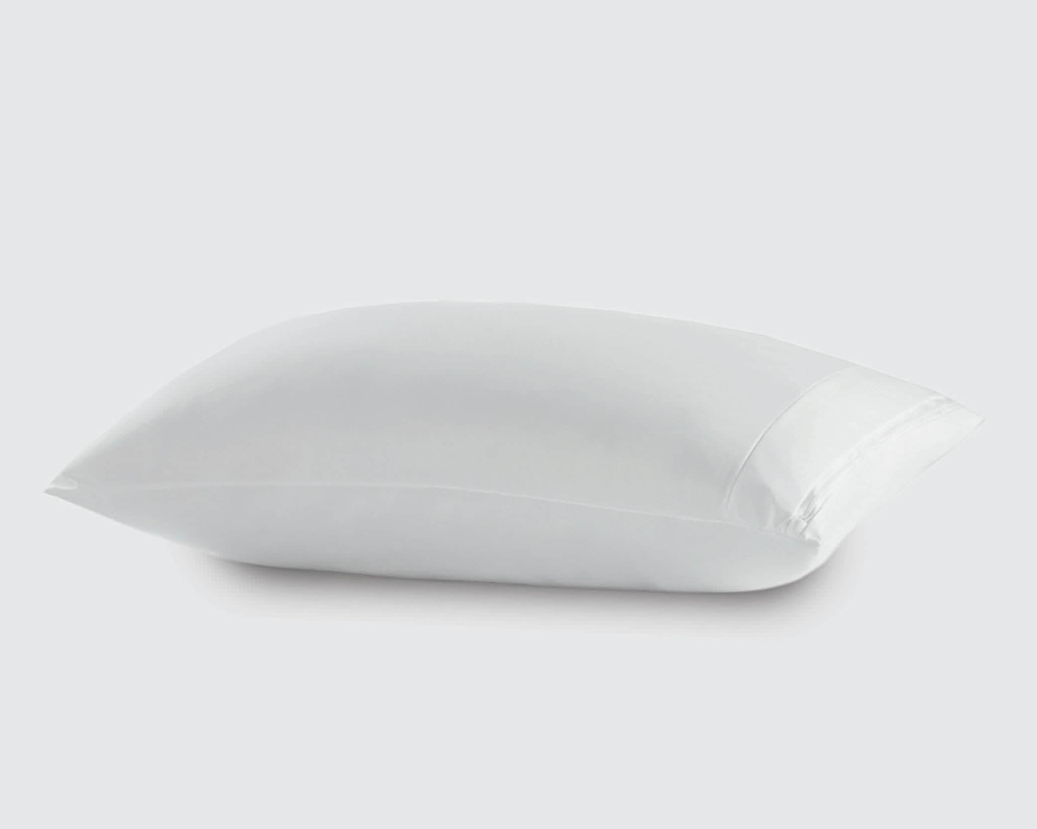 Image of a pillow with a Cooling Pillow Protector on it on a white background