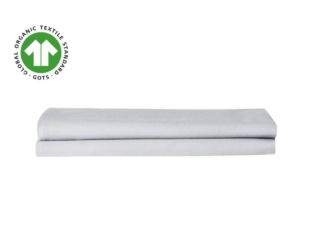 Two Organic Percale Light Grey Pillowcases