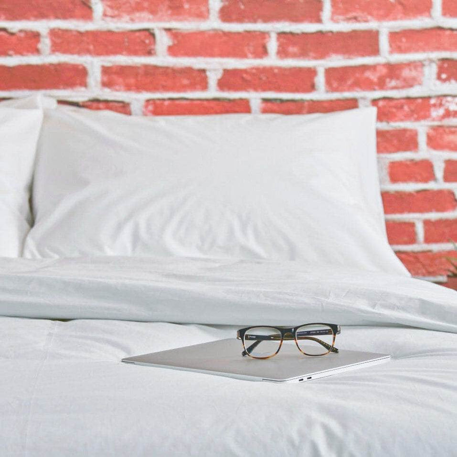 Bed with Essential Percale Duvet Cover in Natural