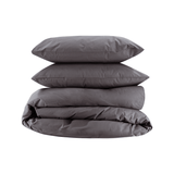Charcoal Essential Collection Percale Duvet Cover and Pillowcase Set