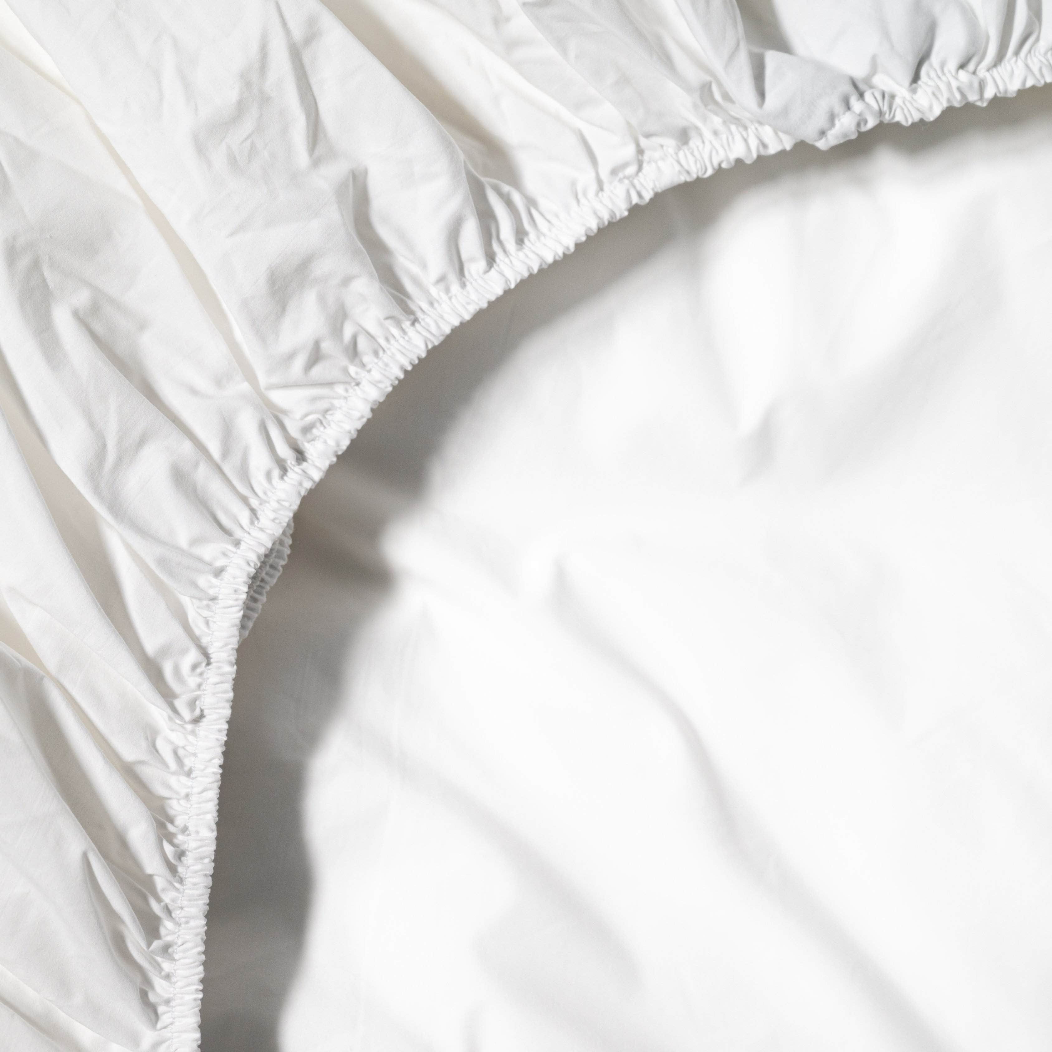 Close up of Essential Collection Percale Fitted Sheet in White