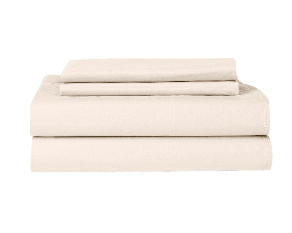 Essential Collection Percale Sheet set in Dune which includes 1 flat sheet, 1 fitted sheet and 2 pillowcases