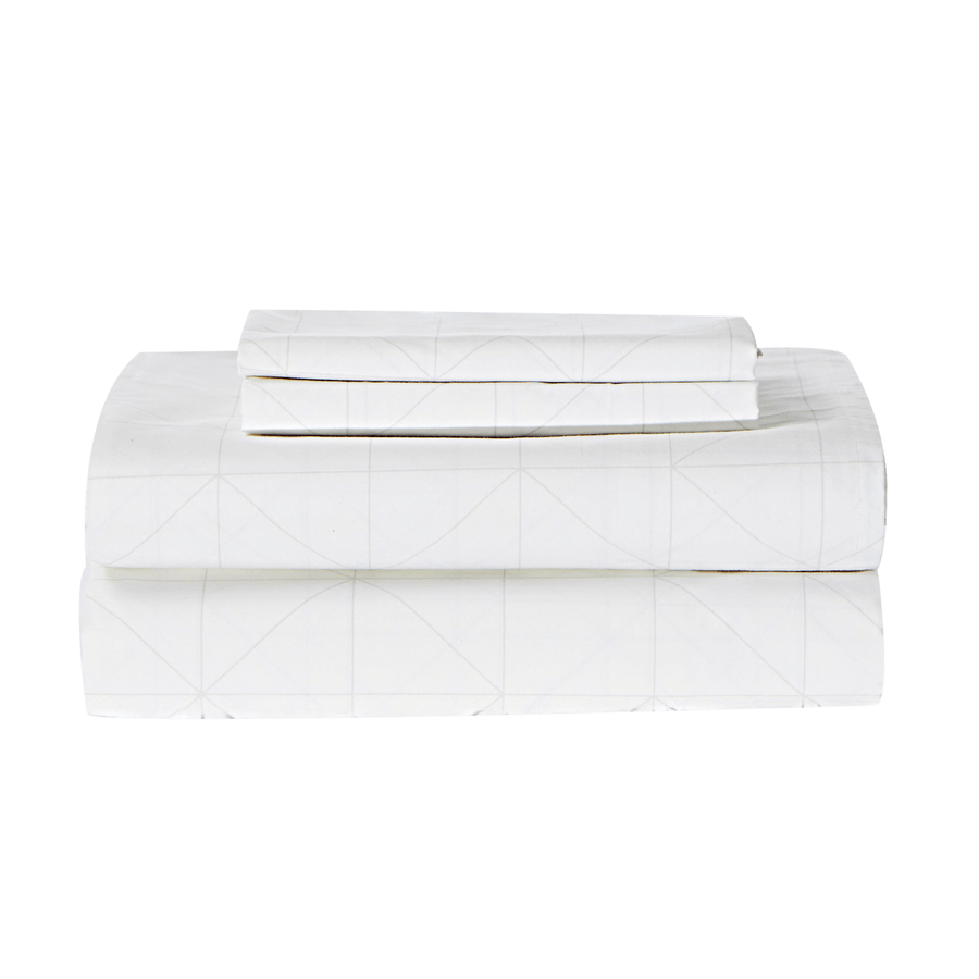 Essential Percale Sheet Set - Natural Geometrics