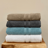 Truffle, Dark Grey, Blue and White Element Turkish Bath Sheets stacked
