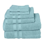 Element Turkish Towel Set in Blue including 2 washcloths, 2 hand towels and 2 bath towels stacked