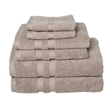 Element Turkish Cotton Towel Set in Truffle including 2 washcloths, 2 hand towels and 2 bath towels stacked