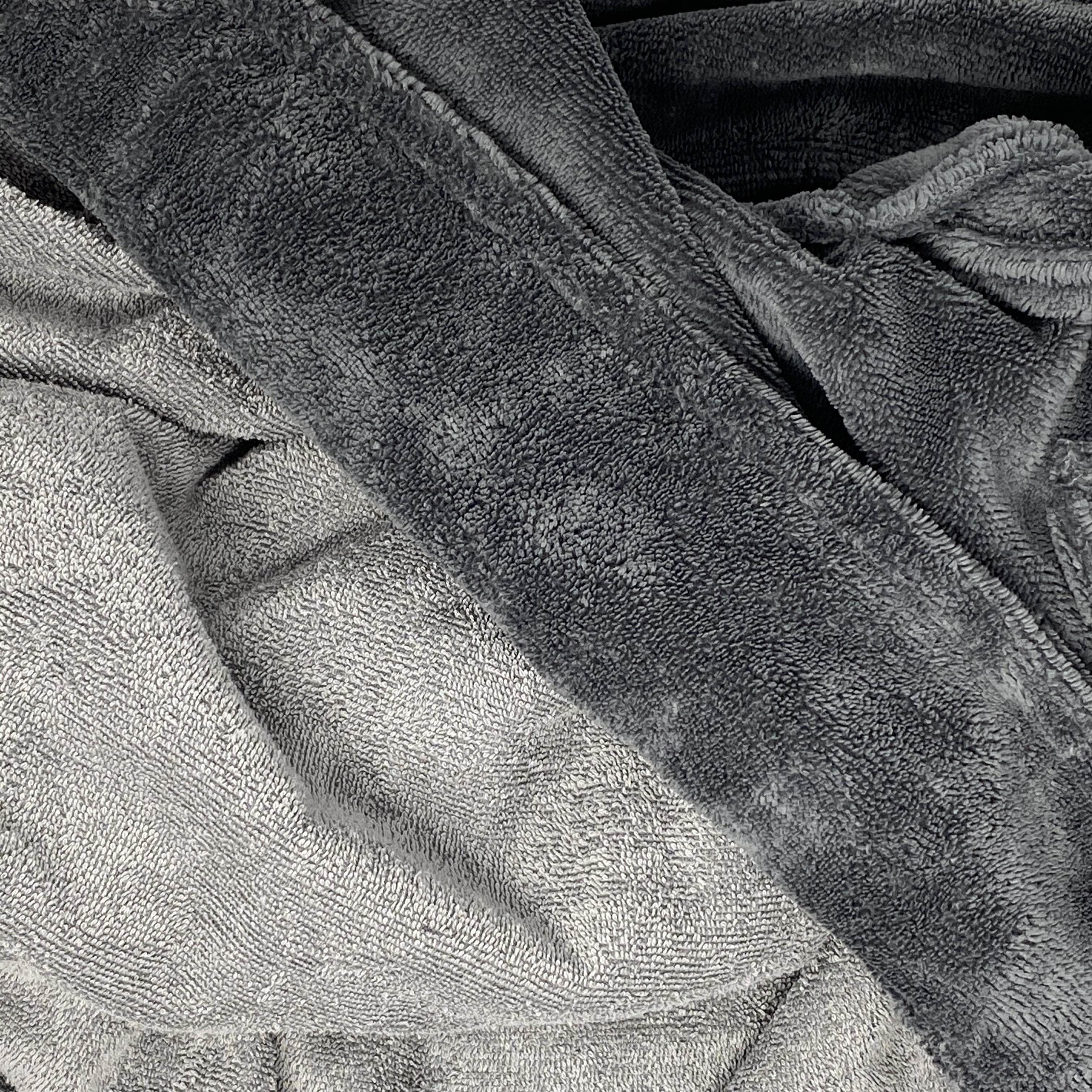 Peignoir en coton éponge et velours gris Canada