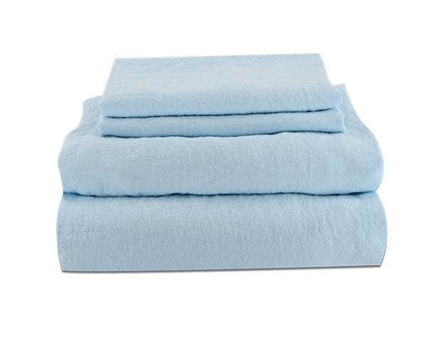 folded blue mist linen sheet set 2 pillowcases 1 fitted sheet 1 loose sheet