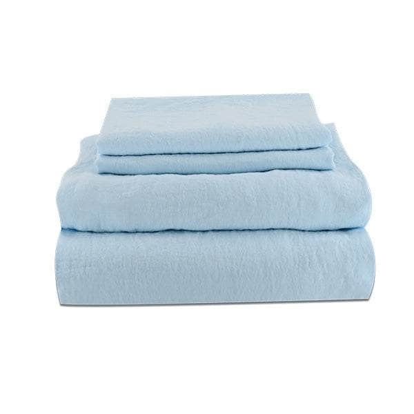 folded blue mist linen sheet set 2 pillowcases 1 fitted sheet 1 loose sheet