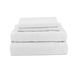 folded linen set in white 2 pillowcases 1 fitted sheet 1 loose sheet