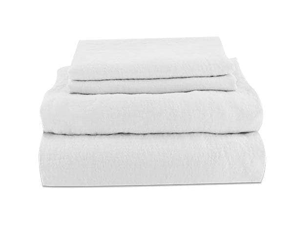 folded linen set in white 2 pillowcases 1 fitted sheet 1 loose sheet