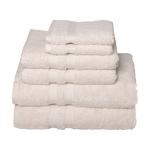 Element Turkish Cotton Towel Set in Cream including 2 washcloths, 2 hand towels and 2 bath towels stacked