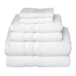 Element Turkish Cotton Towel Set in White including 2 washcloths, 2 hand towels and 2 bath towels stacked