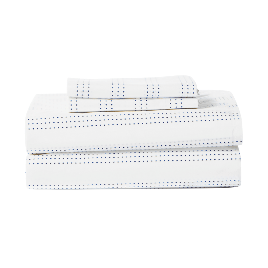 Essential Percale Sheet Set - Navy Dots