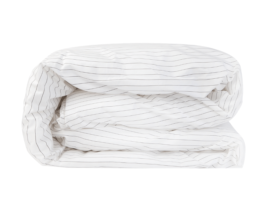 Essential Collection 100% Cotton Percale Duvet Cover in Charcoal Stripe 