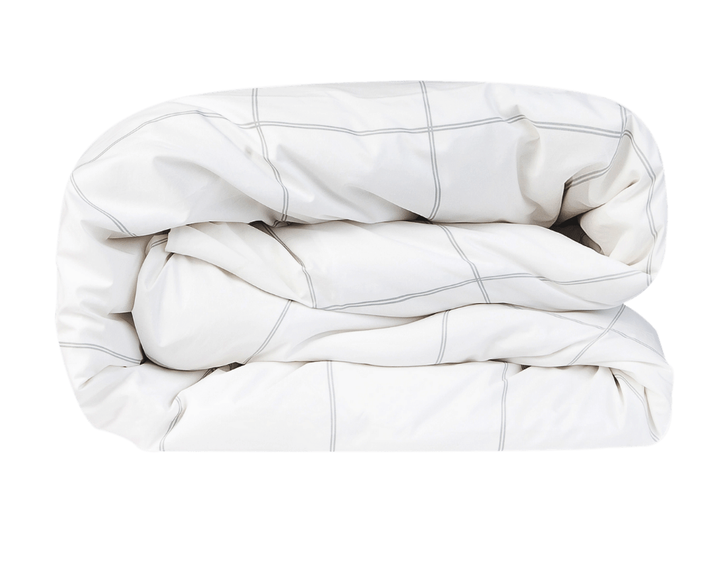 Percale Duvet Cover White Grey