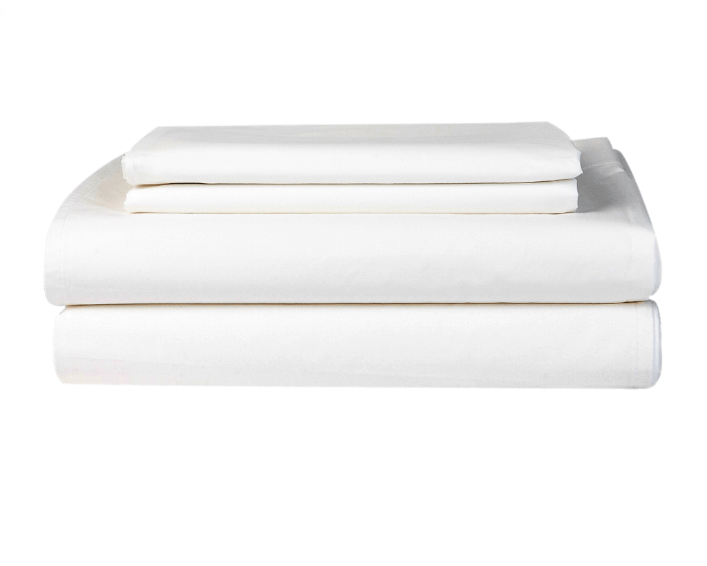 Essential Collection Percale Sheet set in White which includes 1 flat sheet, 1 fitted sheet and 2 pillowcases