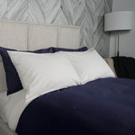 Organic Flannel Pillowcases Navy Blue and White
