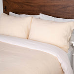 Pearl linen duvet cover and pillow cases with White sheet set and pillowcases