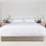 Bed with Essential Collection Percale Sheet Set in Light Grey Frame 