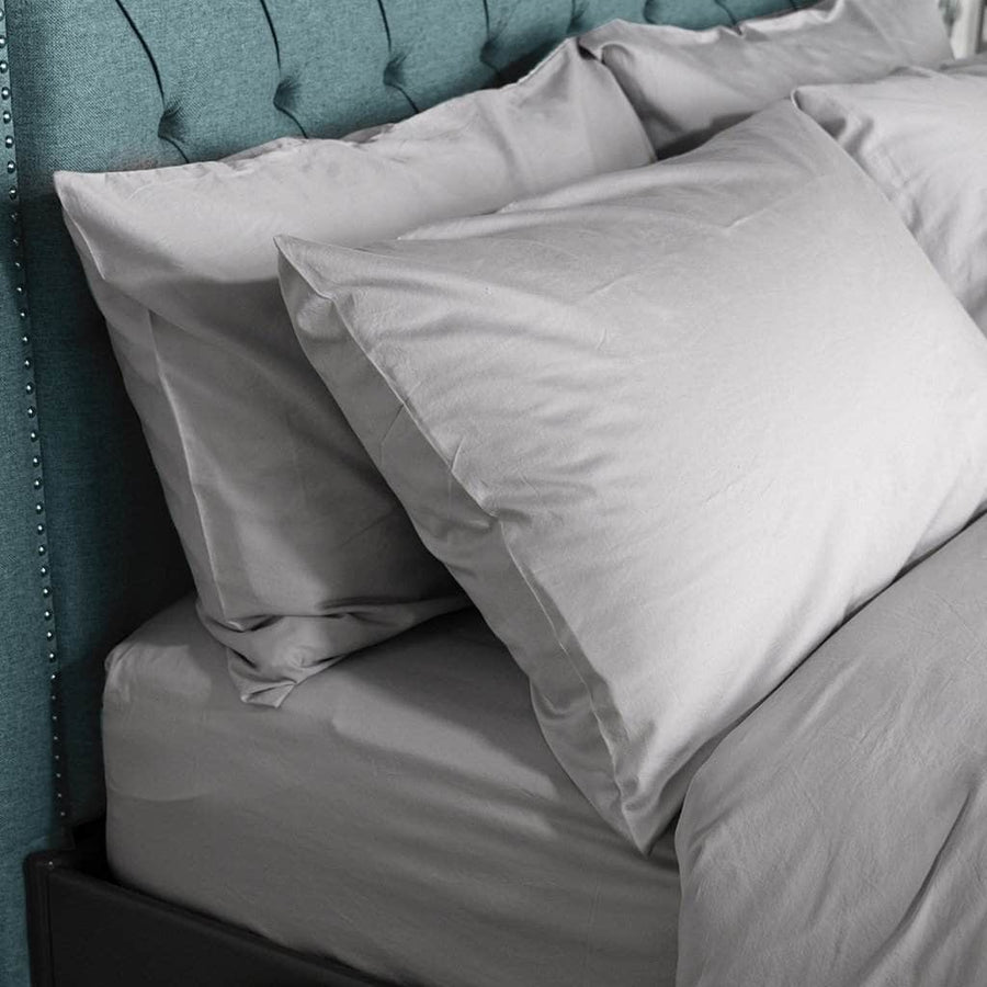 Washed Sateen Pillowcases | Light Grey | Skylark+Owl Linen Co.