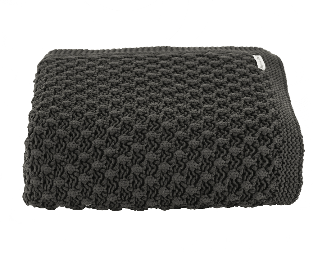 Popcorn Knit Throw Blanket | Charcoal | Skylark+Owl Linen Co.