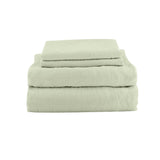 green linen bed sheet set including 2 pillowcases  1 flat sheet 1 fitted sheet