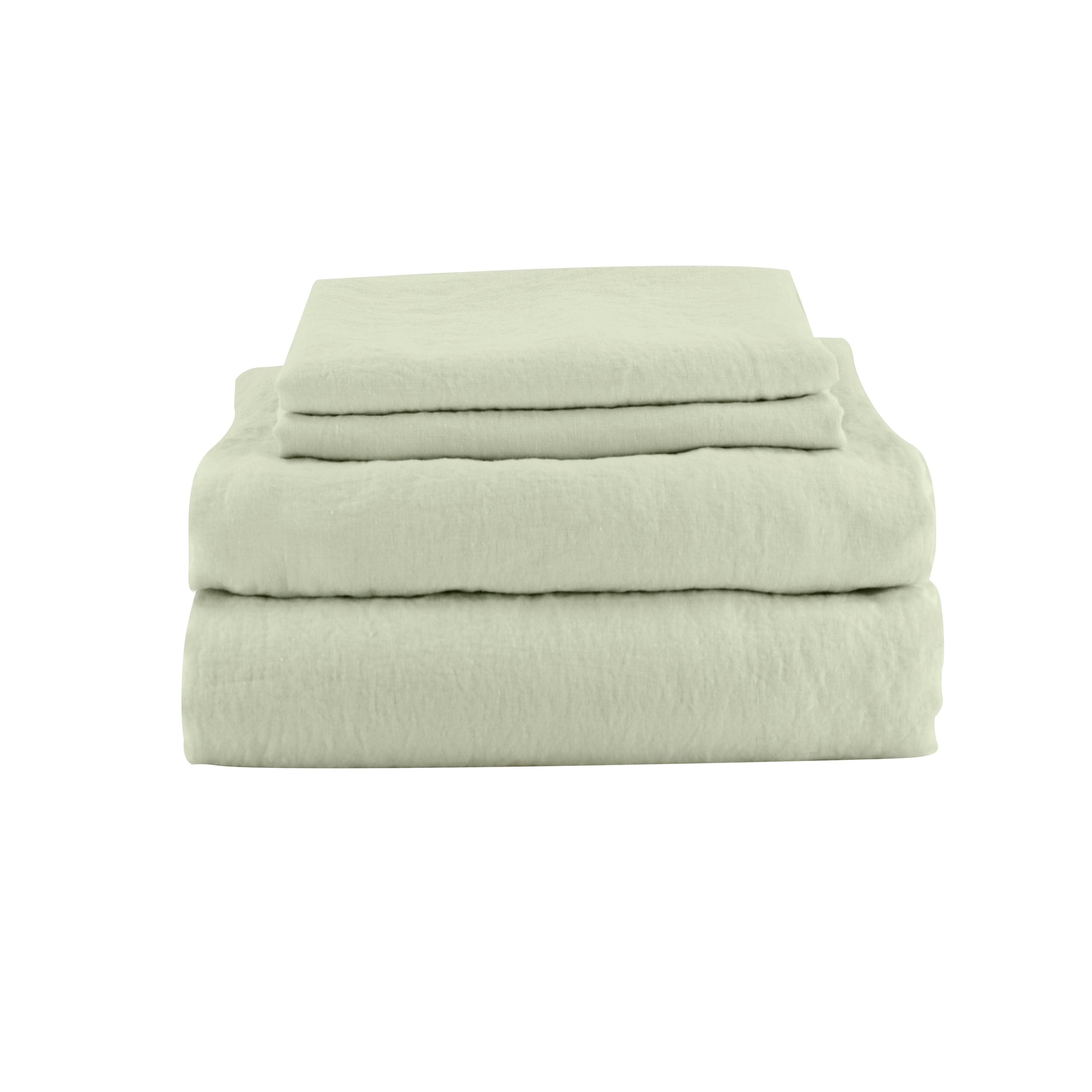 green linen sheet set including 2 pillowcases  1 flat sheet 1 fitted sheet