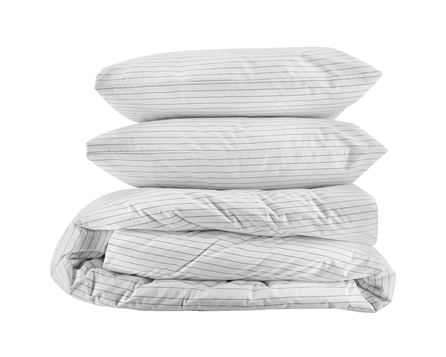 Charcoal Stripe Essential Collection Percale Duvet Cover and Pillowcase Set