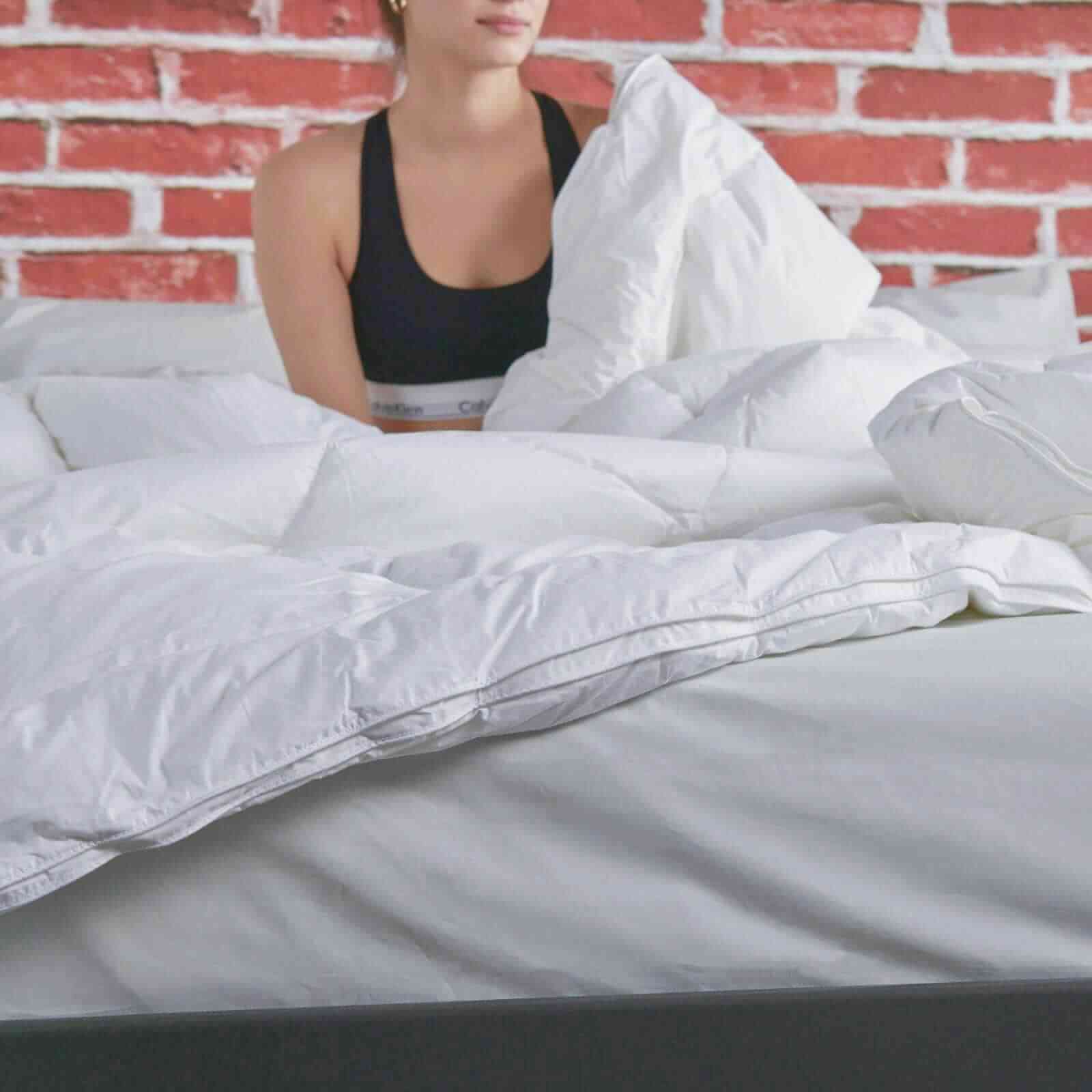 Woman in bed with Down Alternative Duvet Insert 