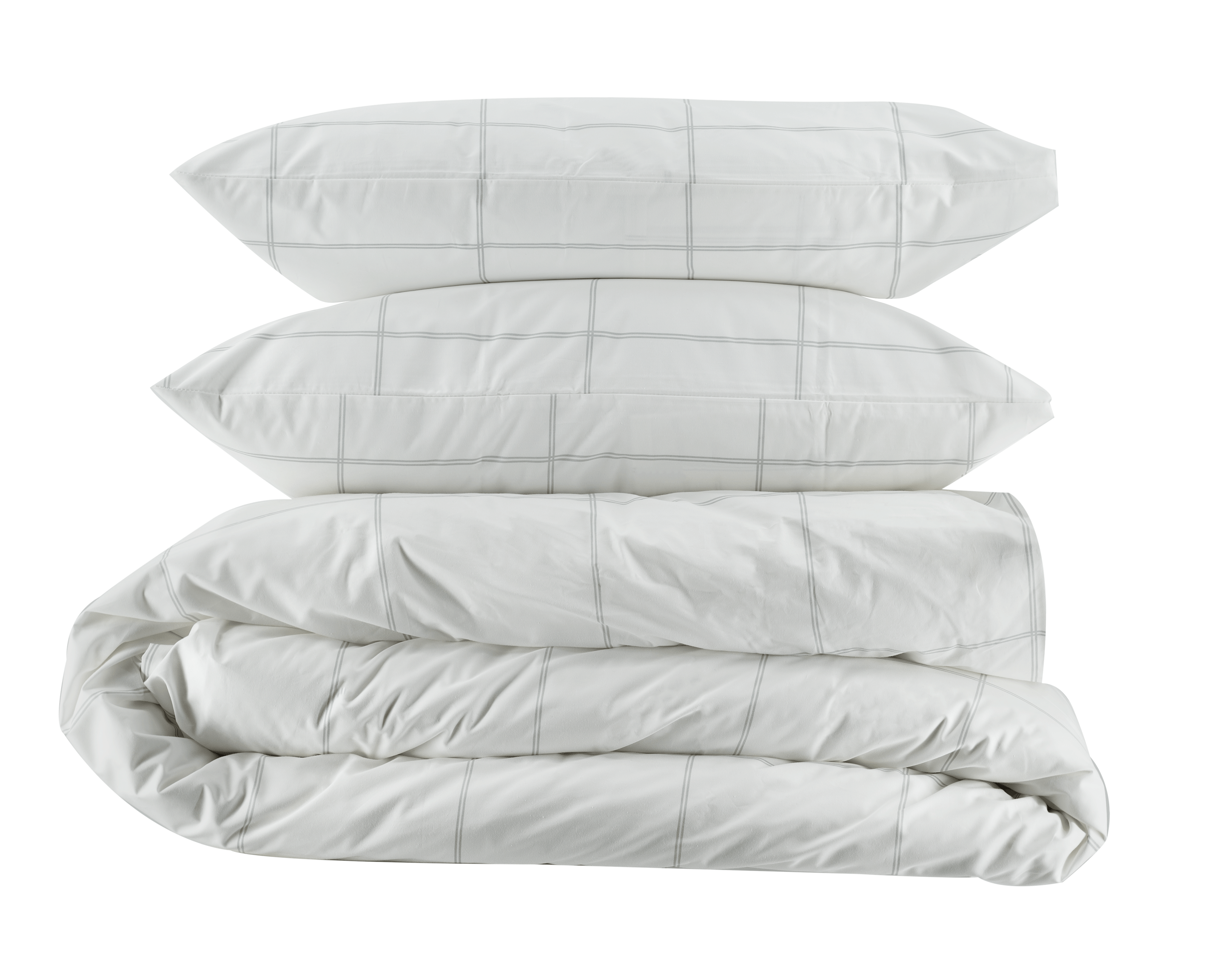 White Grey Percale Duvet Cover and Pillowcase Set
