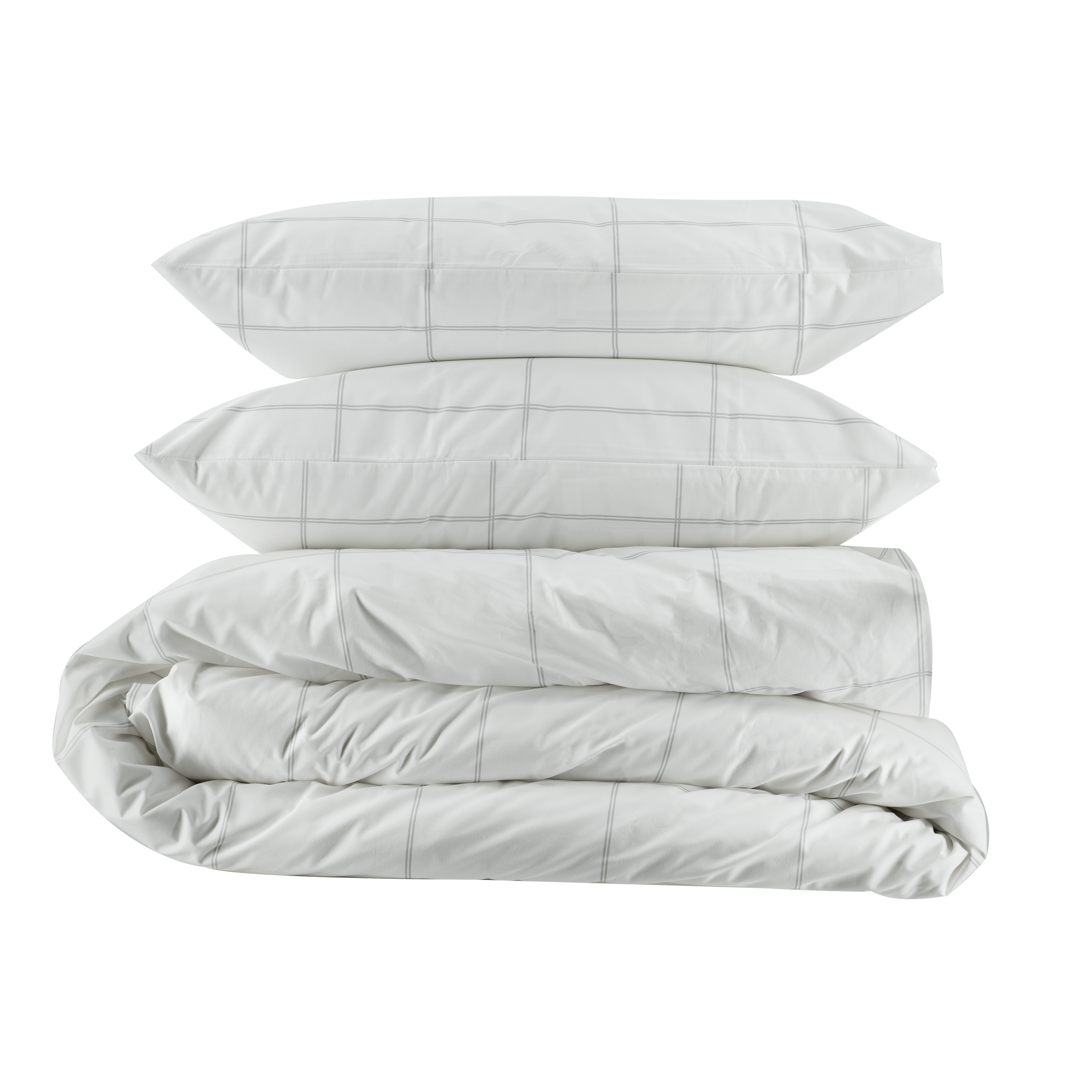 White Grey Percale Duvet Cover and Pillowcase Set